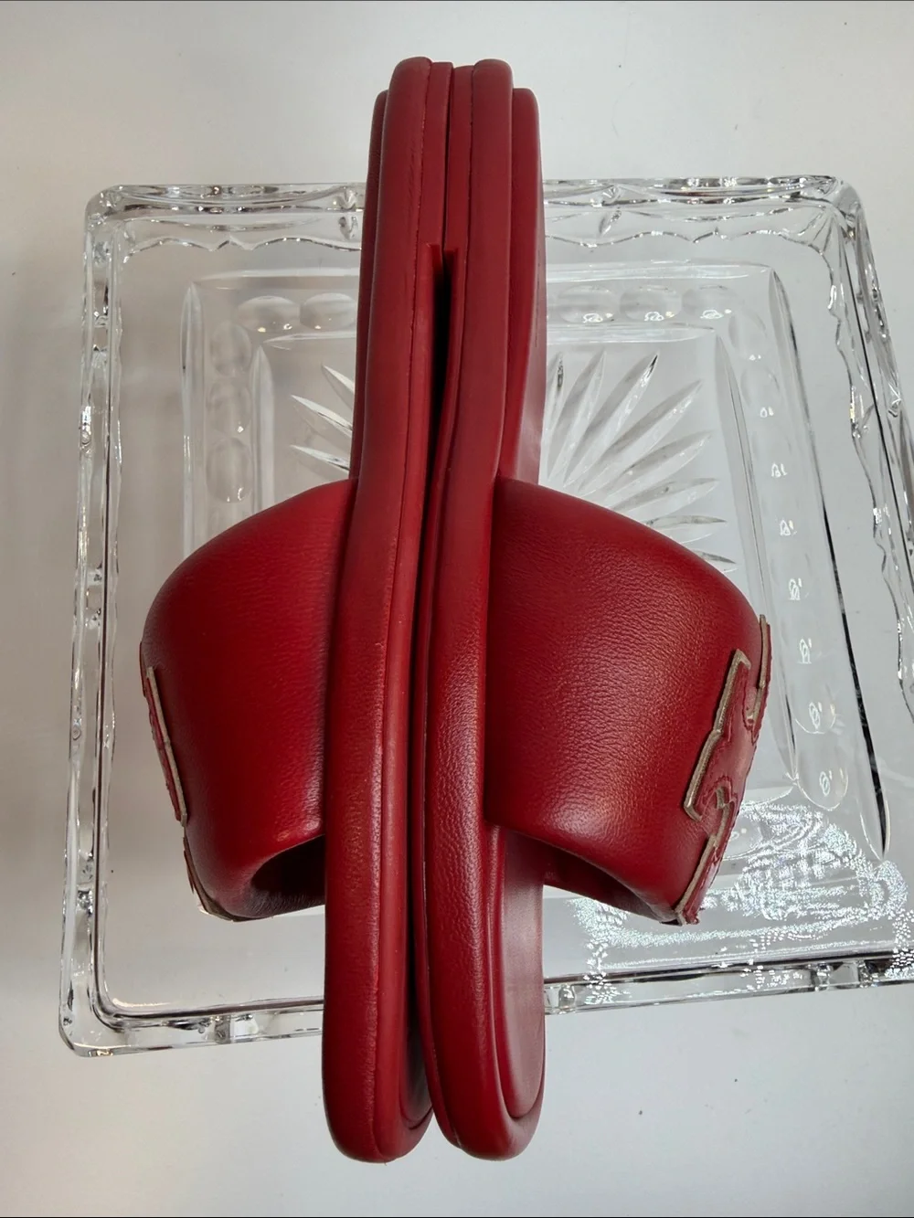 Tory Burch Red Double T Sport Slide Leather. Size 7 like new- worn once